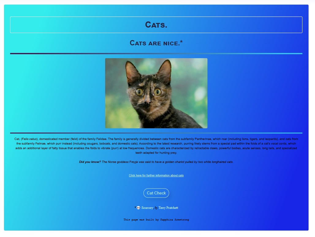 Cats landing page project preview