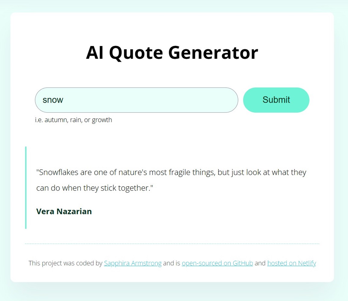 AI quote generator project preview